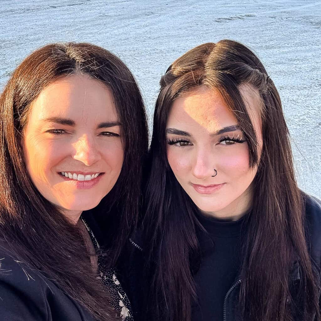 Jeri and Rosie standing together outside.