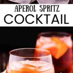 Two glasses of bright orange Aperol Spritz cocktails filled with ice and garnished with fresh orange slices. This easy Italian cocktail is made with Prosecco, Aperol, and soda water using the classic 3-2-1 ratio.